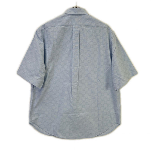 GUCCI GG Supreme Oxford Cotton Shirt Light Blue Size 15