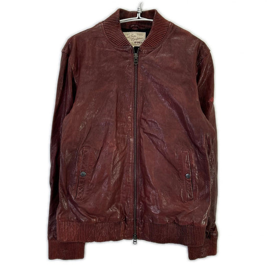 AVIREX 6131016 Goat Leather MA-1 Jacket Bordeaux Size 2XL