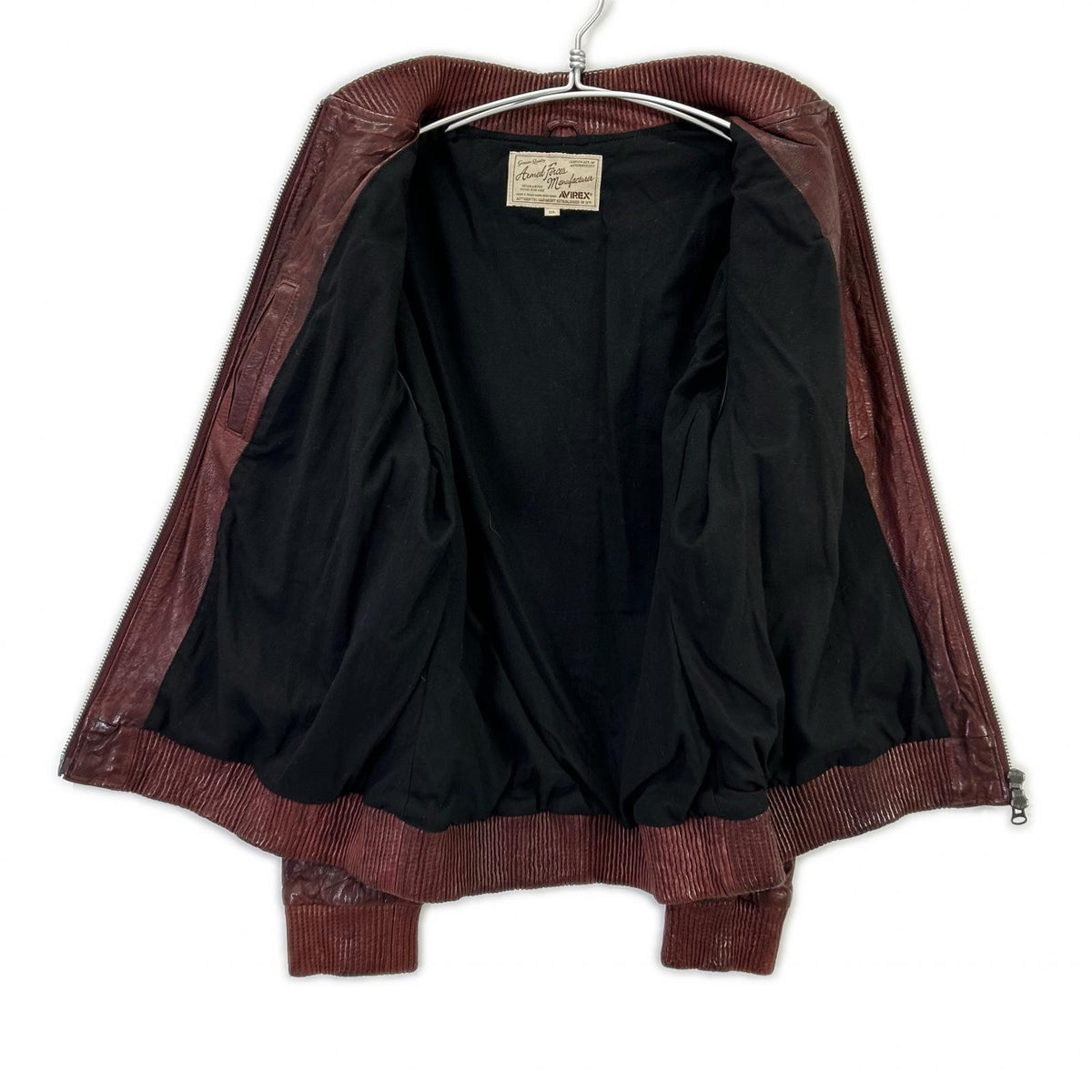 AVIREX 6131016 Goat Leather MA-1 Jacket Bordeaux Size 2XL