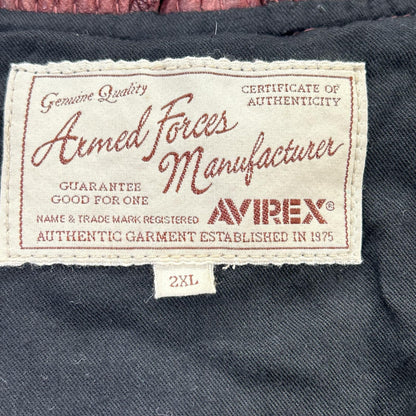 AVIREX 6131016 Goat Leather MA-1 Jacket Bordeaux Size 2XL