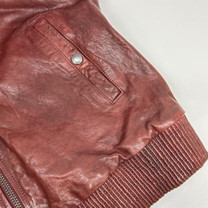 AVIREX 6131016 Goat Leather MA-1 Jacket Bordeaux Size 2XL