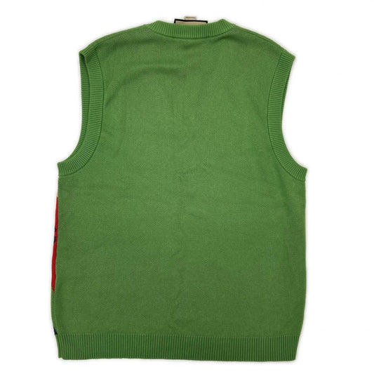 GUCCI 21AW Argyle Knit Vest Green Size M