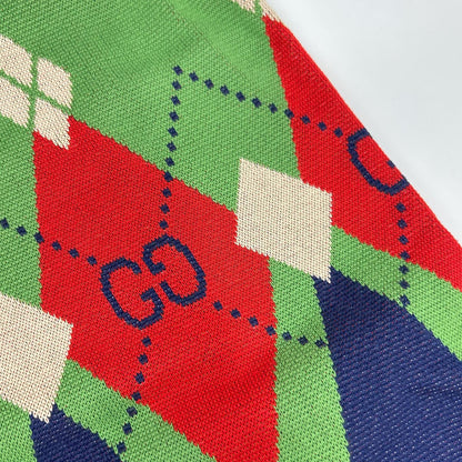 GUCCI 21AW Argyle Knit Vest Green Size M