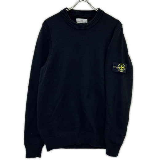 STONE ISLAND Black Crew Neck Knit Wool Size L
