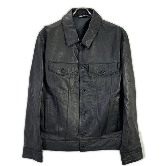 ZARA Black Lambskin Leather Jacket Size XL