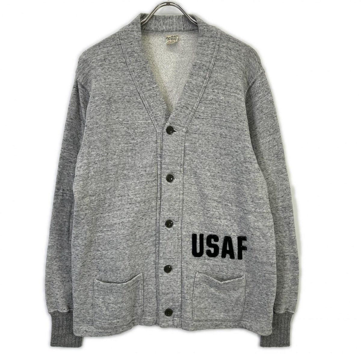 BUZZ RICKSON'S Gray Loopback Lettered Cardigan Size XL