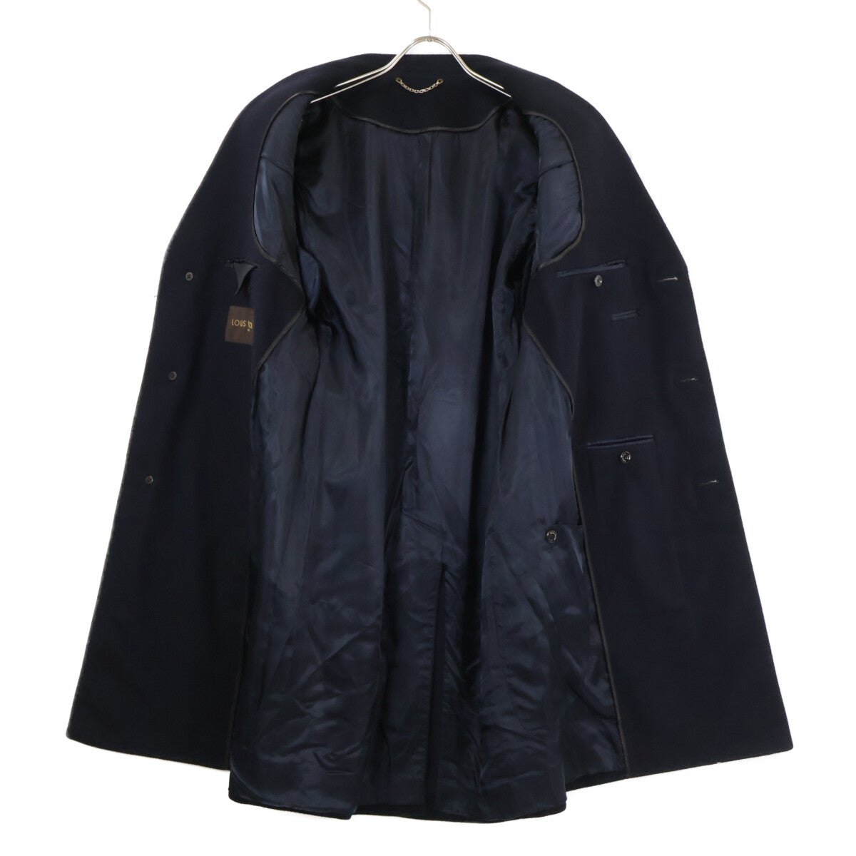 LOUIS VUITTON Cashmere Chesterfield Coat Navy Size 48