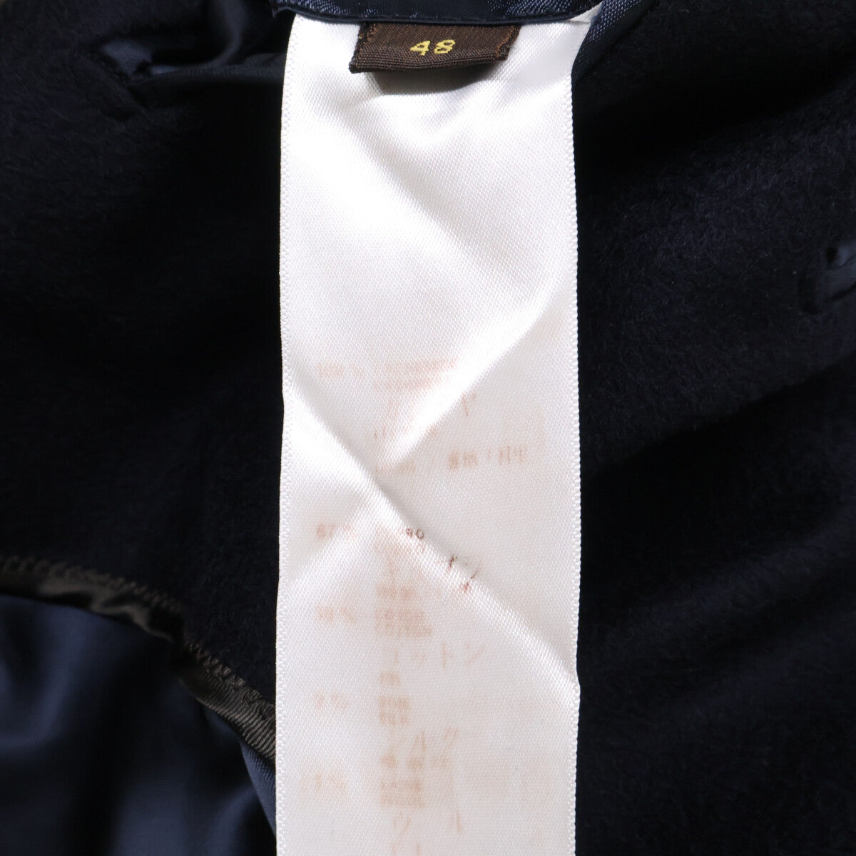 LOUIS VUITTON Cashmere Chesterfield Coat Navy Size 48