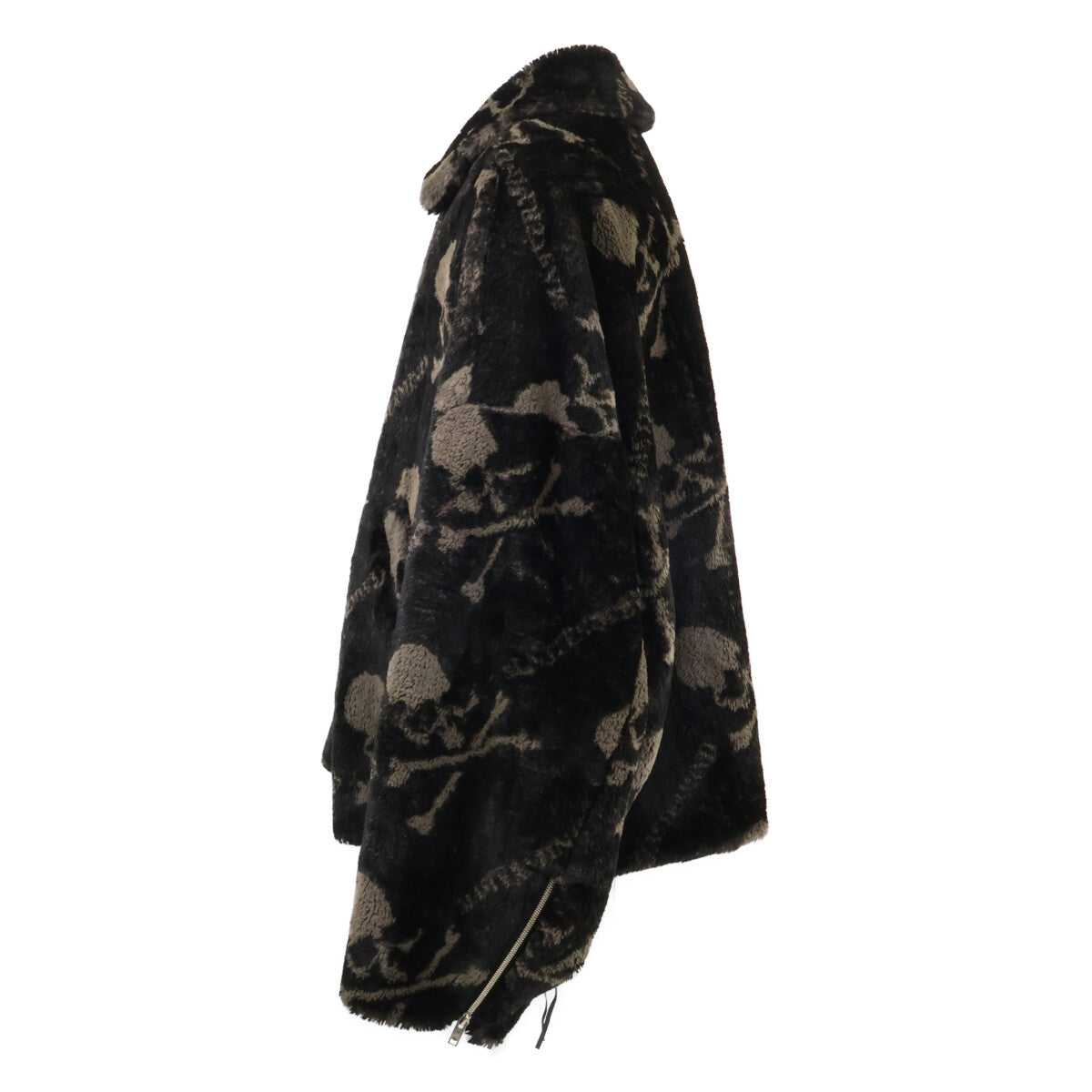 mastermind Skull Faux Fur Zip-Up Jacket Black Size XL