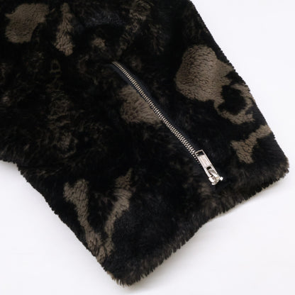 mastermind Skull Faux Fur Zip-Up Jacket Black Size XL