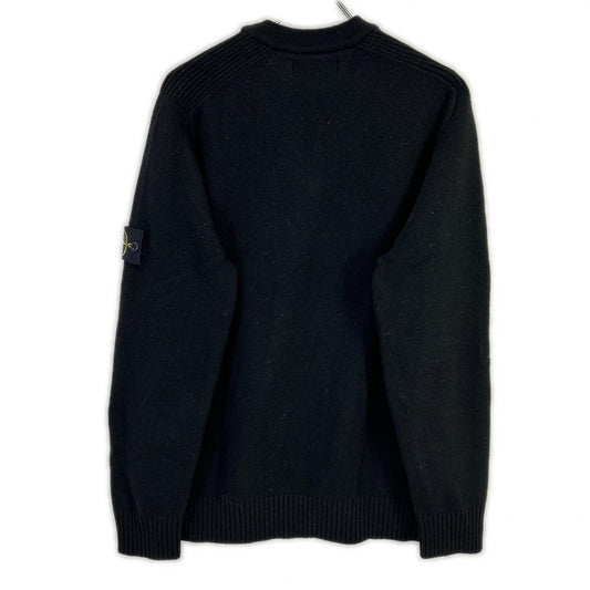 STONE ISLAND Black Lamb Wool V-Neck Sweater Size XXL