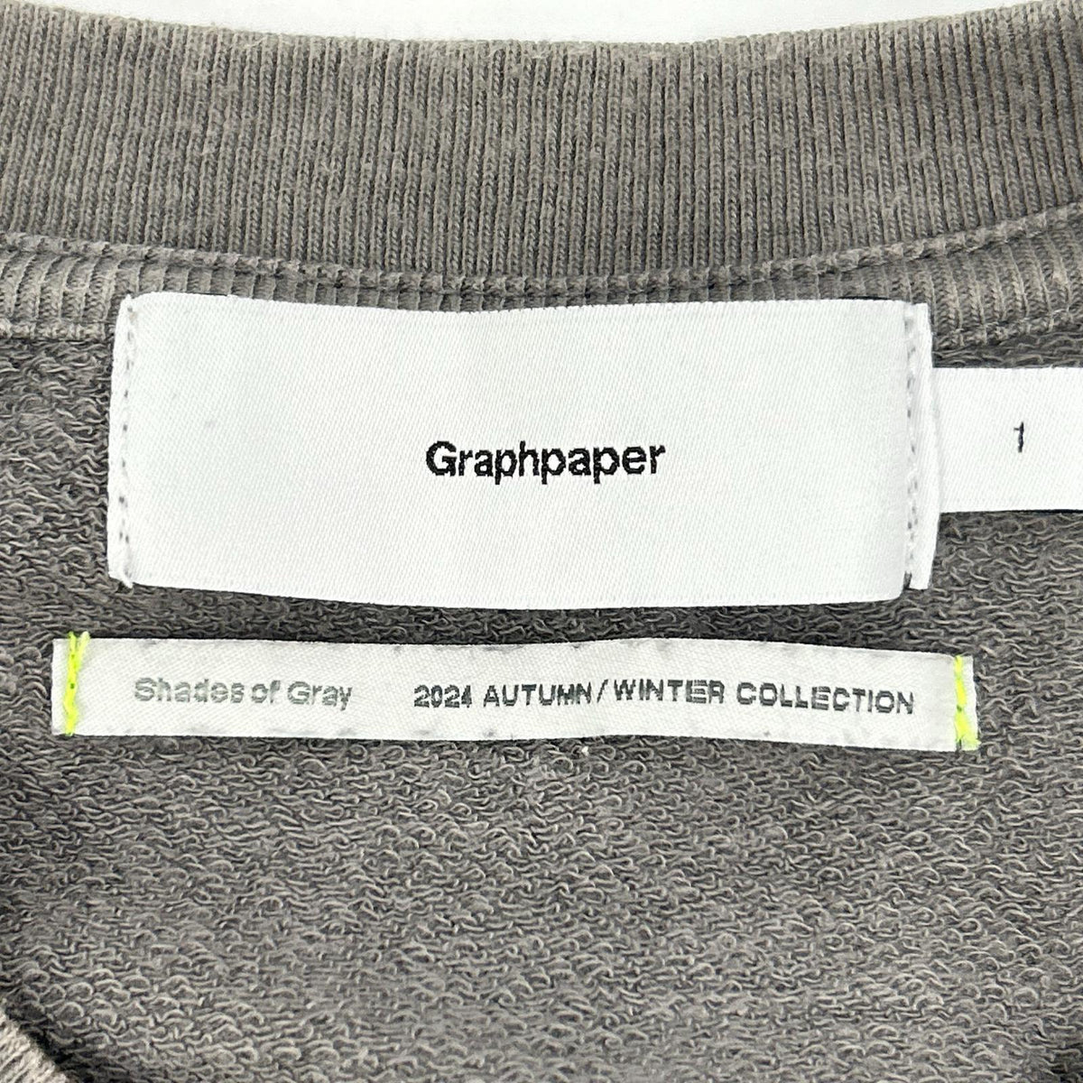 Graphpaper Cotton Light Terry Crew Neck Gray Size 1
