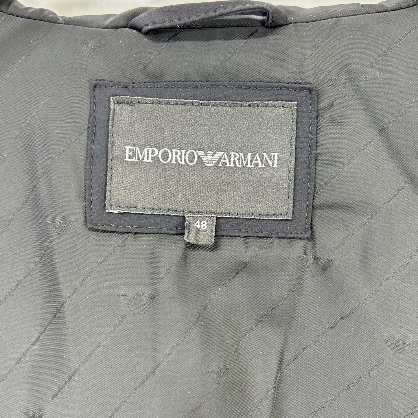 EMPORIOARMANI FW22 Black Logo Hoodie Puffer Jacket Size 48