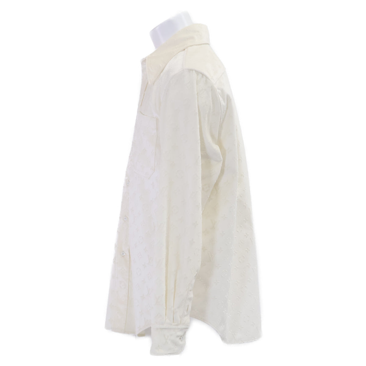 LOUIS VUITTON Monogram Velvet Classic Shirt White Size M