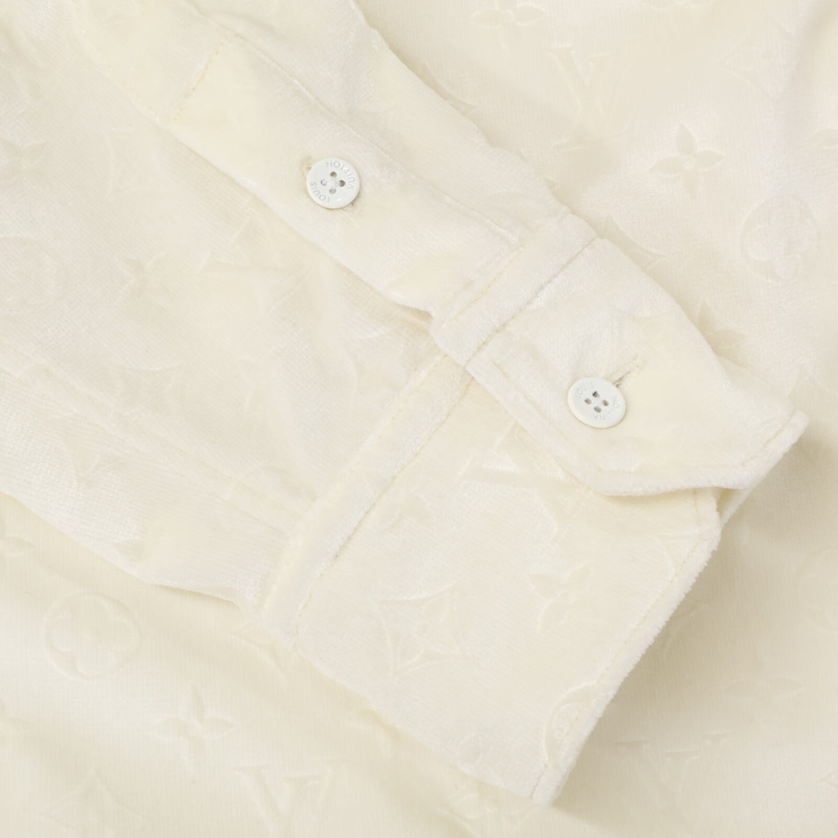 LOUIS VUITTON Monogram Velvet Classic Shirt White Size M
