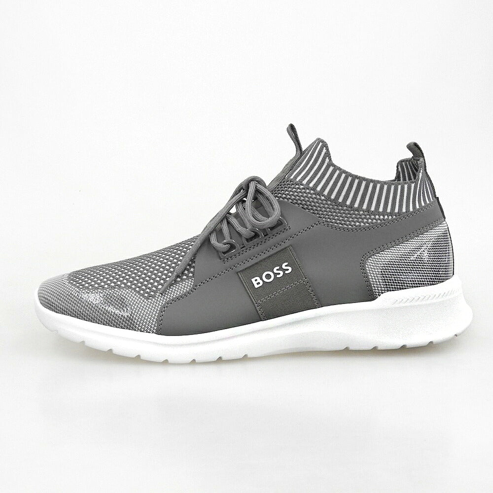BOSS Gray Extreme Run Knit Low-Top Sneakers Size EU 43