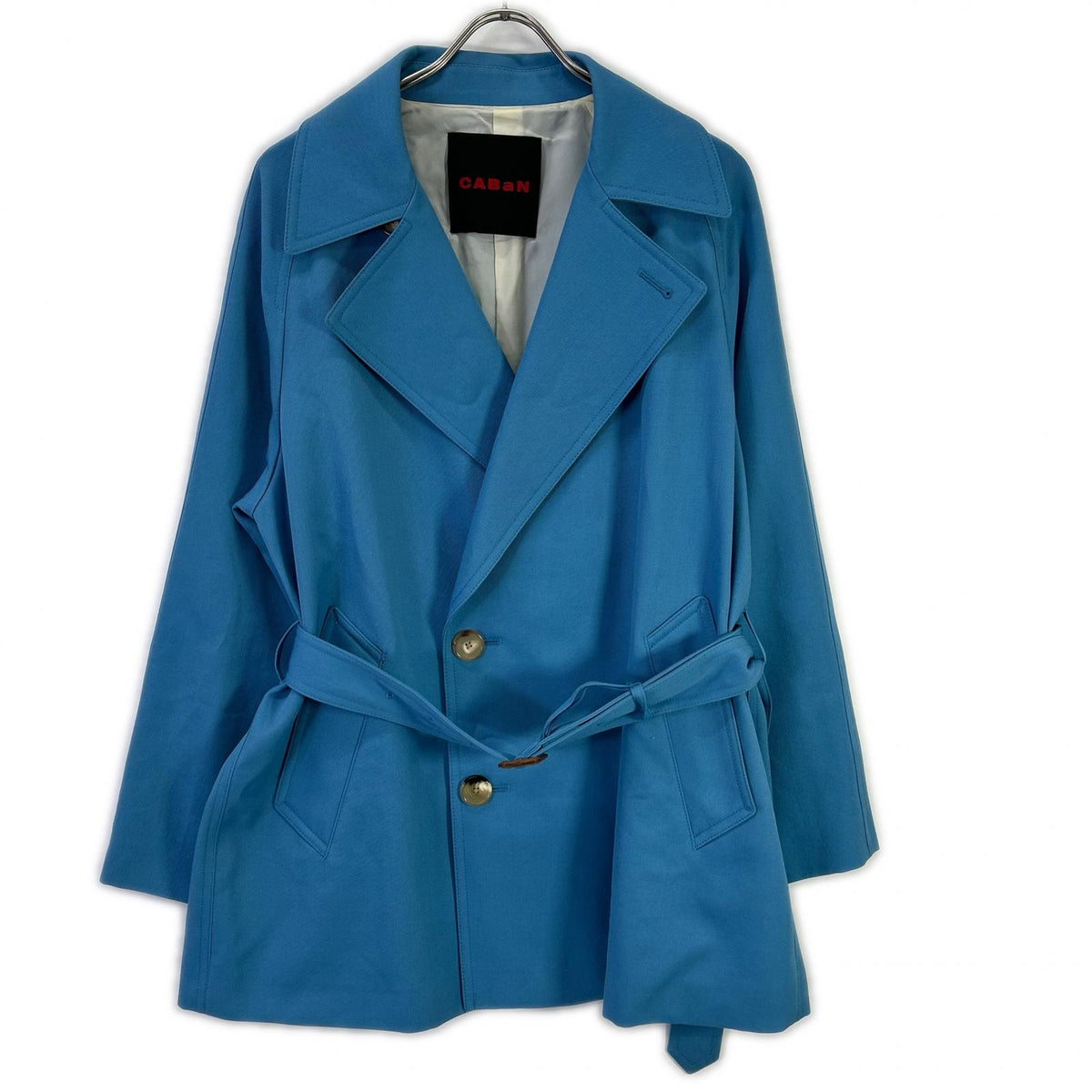 CABaN Light Blue Wool Gabardine Short Trench Coat Size S