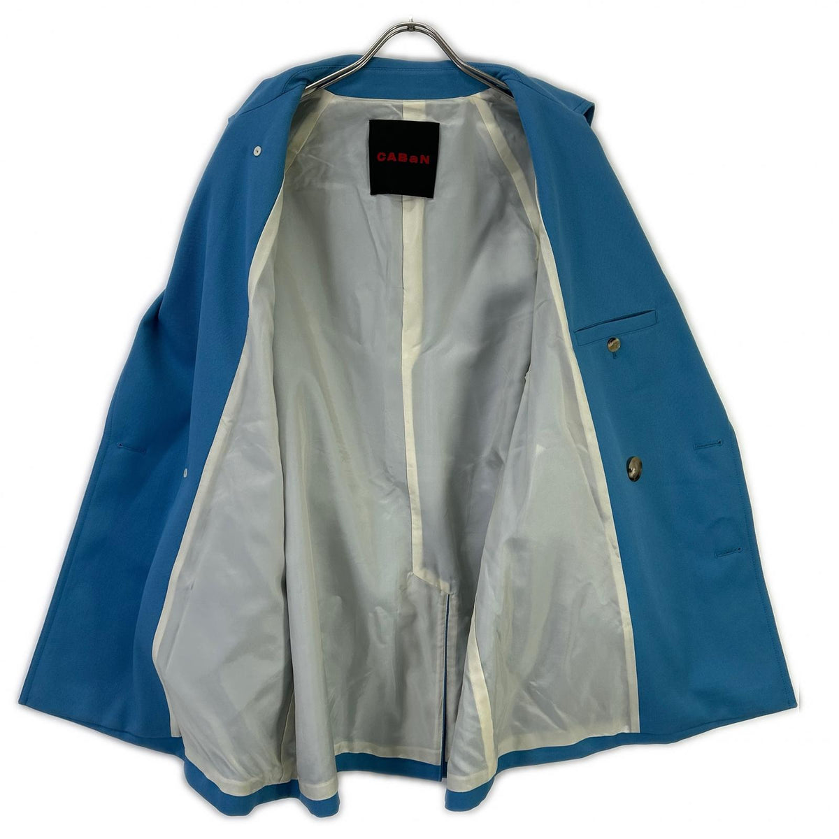 CABaN Light Blue Wool Gabardine Short Trench Coat Size S