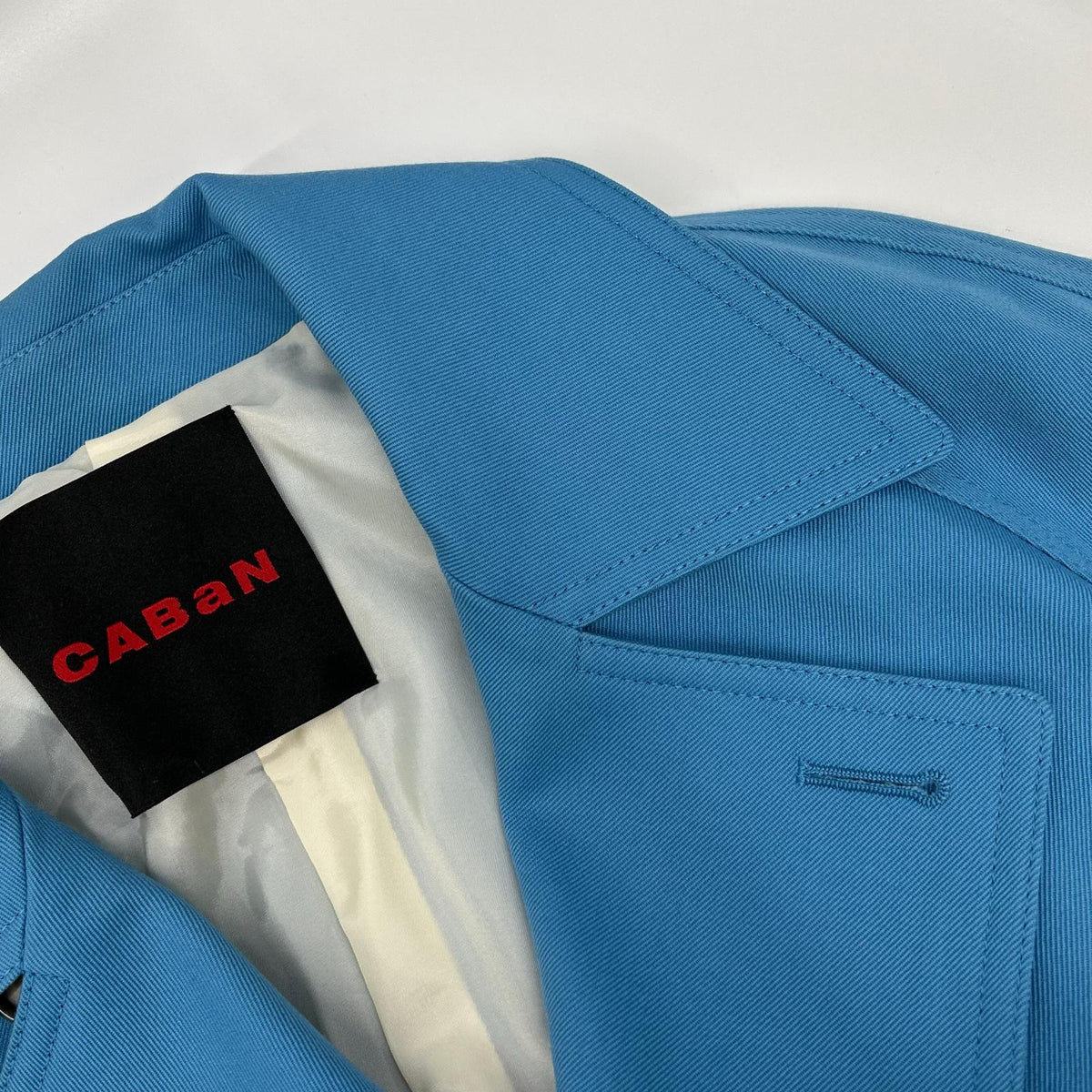 CABaN Light Blue Wool Gabardine Short Trench Coat Size S
