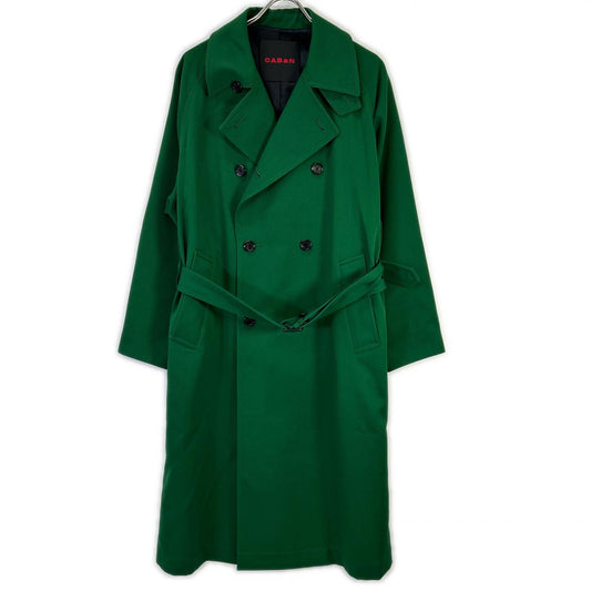 CABaN Green Wool Gabardine Long Trench Coat Size S
