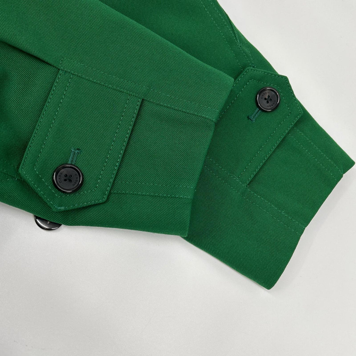 CABaN Green Wool Gabardine Long Trench Coat Size S