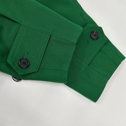 CABaN Green Wool Gabardine Long Trench Coat Size S
