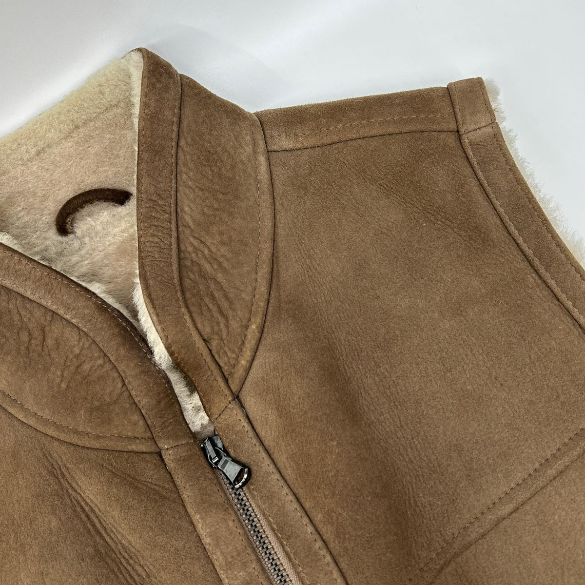 EMMETI Brown Shearling Boa Zip Vest Size 44