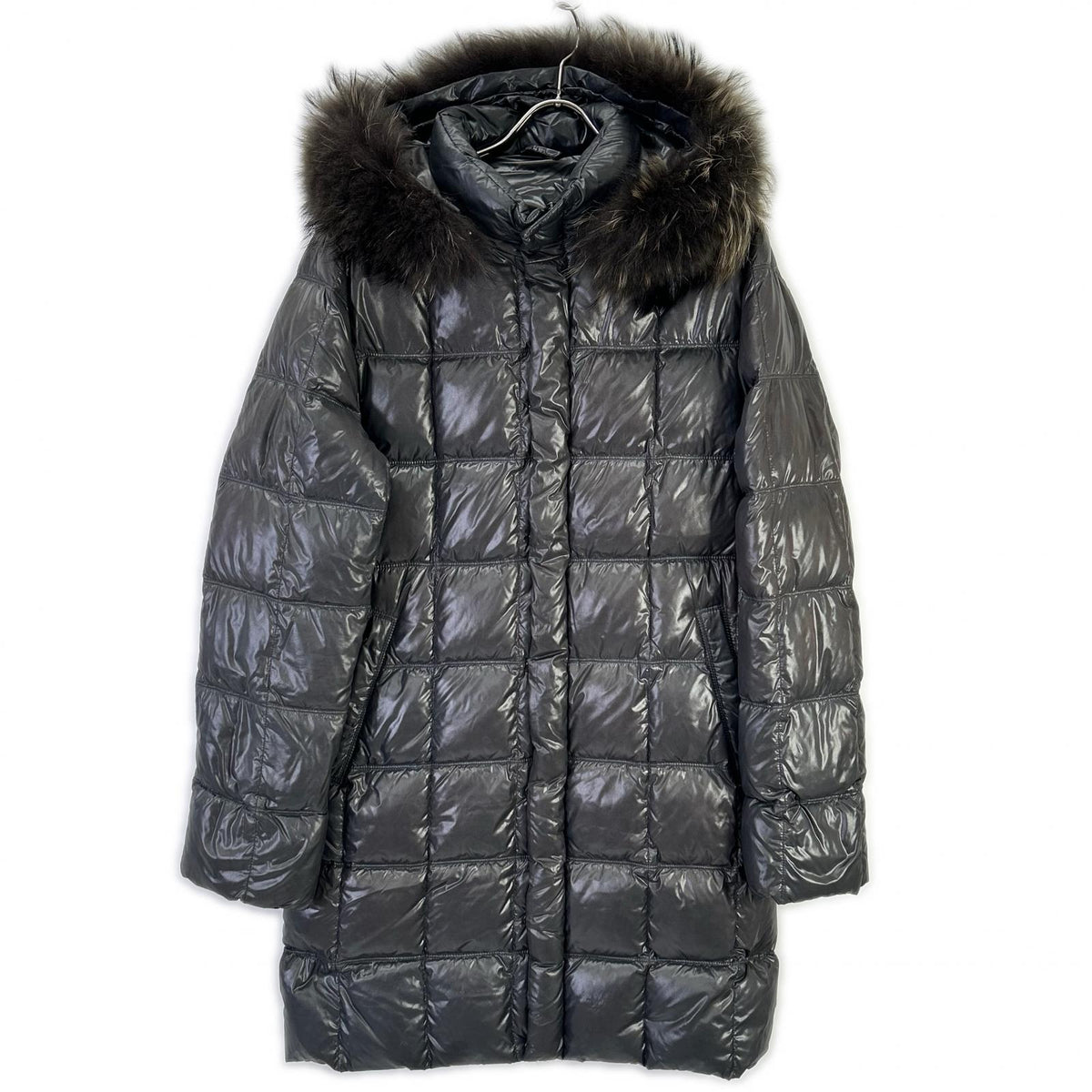DUVETICA Gray Raccoon Fur Quilted Down Coat Size 48