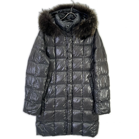 DUVETICA Gray Raccoon Fur Quilted Down Coat Size 48
