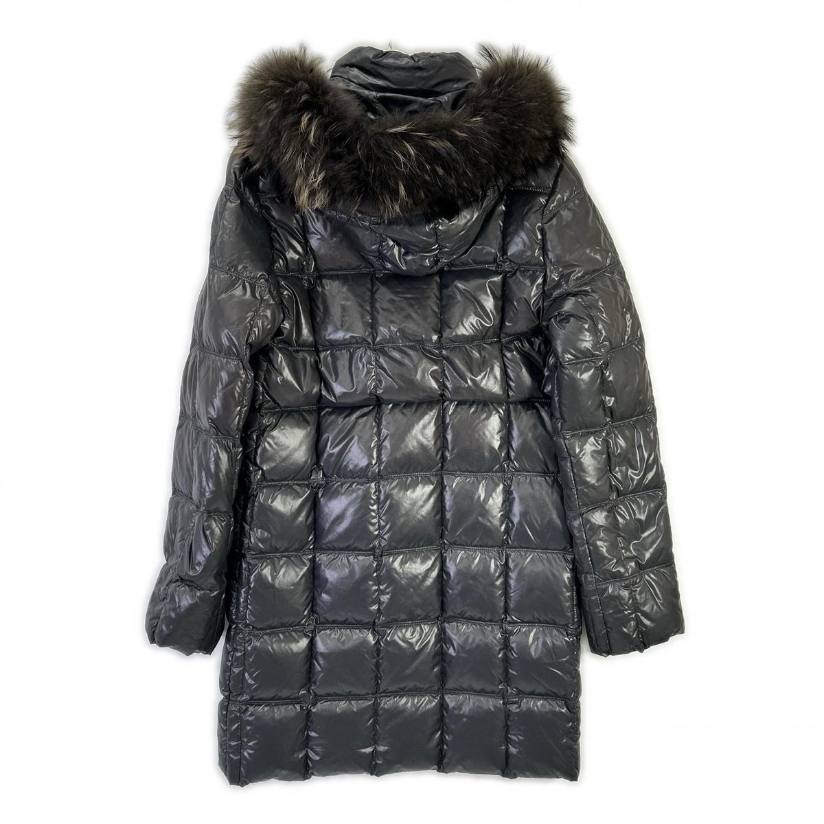 DUVETICA Gray Raccoon Fur Quilted Down Coat Size 48