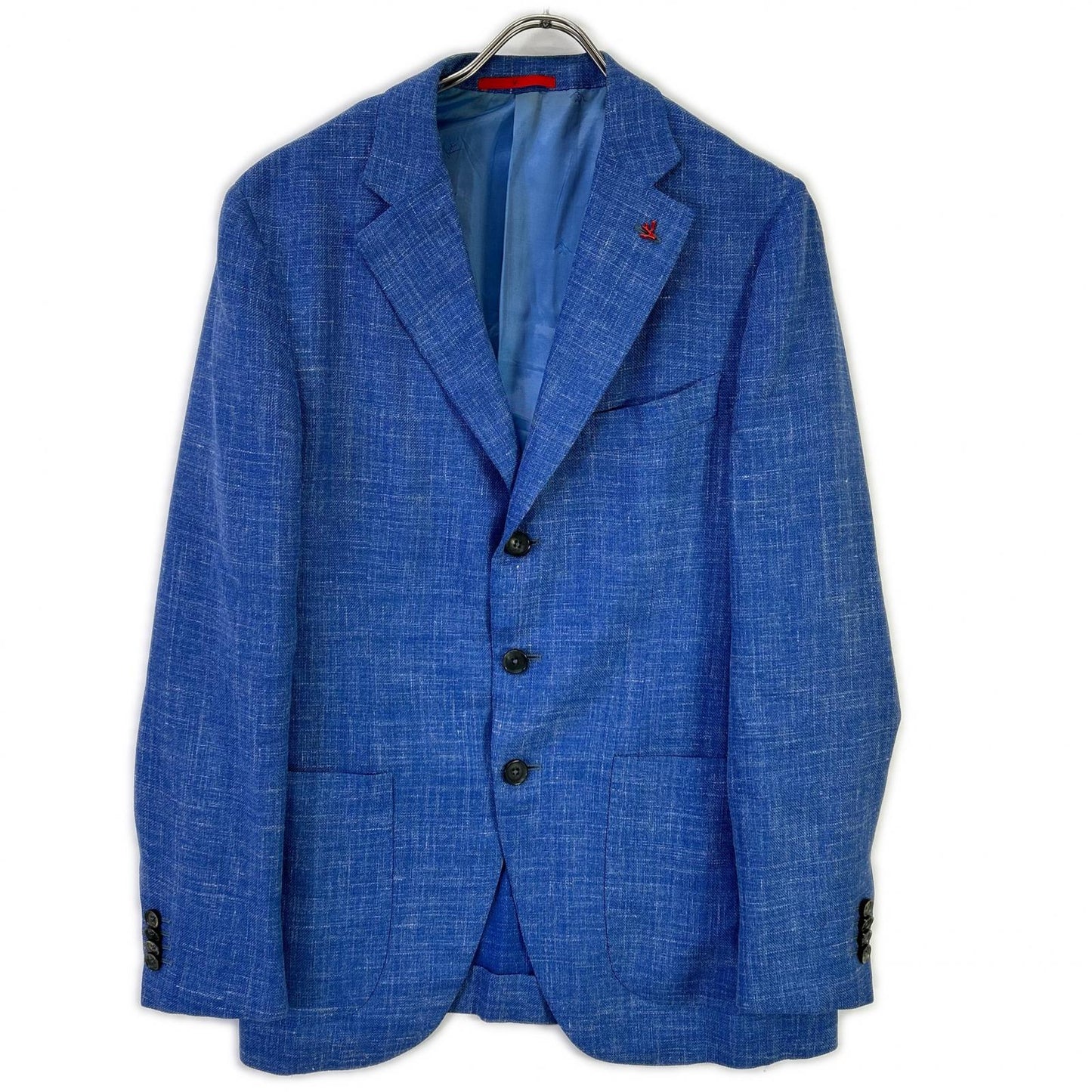 ISAIA SAILOR Wool Silk Linen 3B Single Jacket Blue Size 46