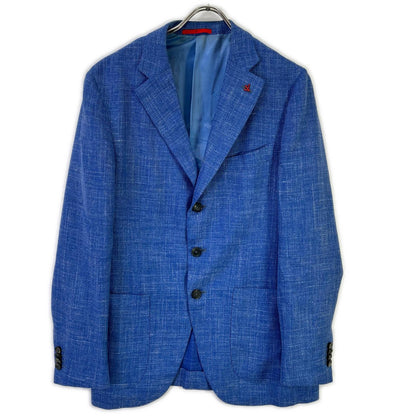 ISAIA SAILOR Wool Silk Linen 3B Single Jacket Blue Size 46