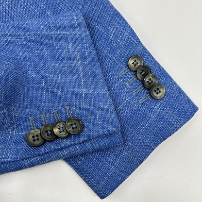 ISAIA SAILOR Wool Silk Linen 3B Single Jacket Blue Size 46