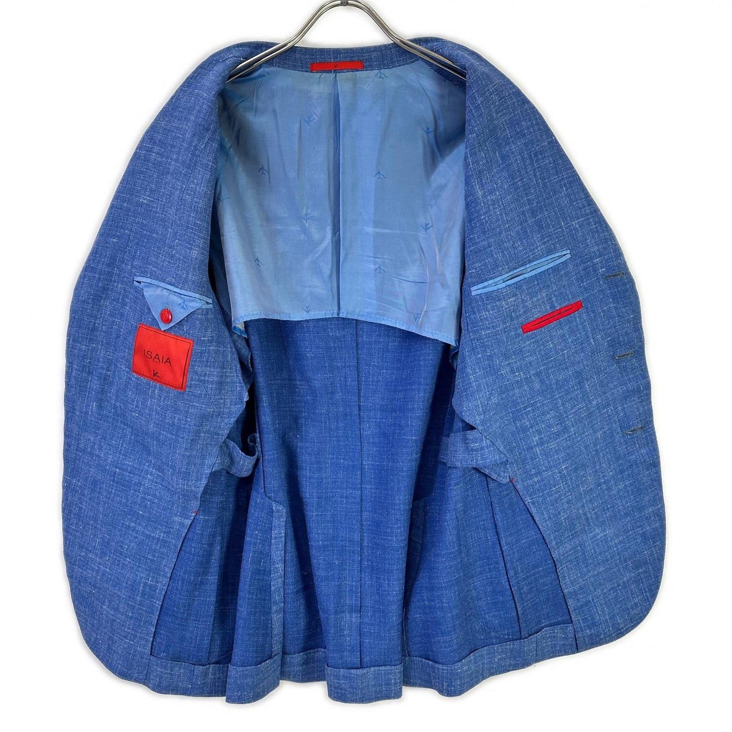 ISAIA SAILOR Wool Silk Linen 3B Single Jacket Blue Size 46