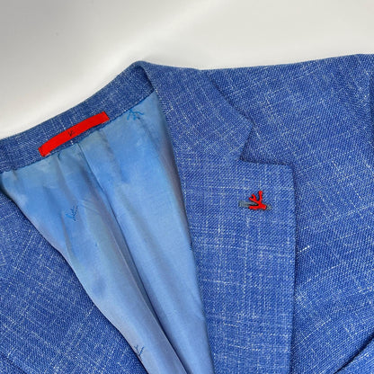 ISAIA SAILOR Wool Silk Linen 3B Single Jacket Blue Size 46
