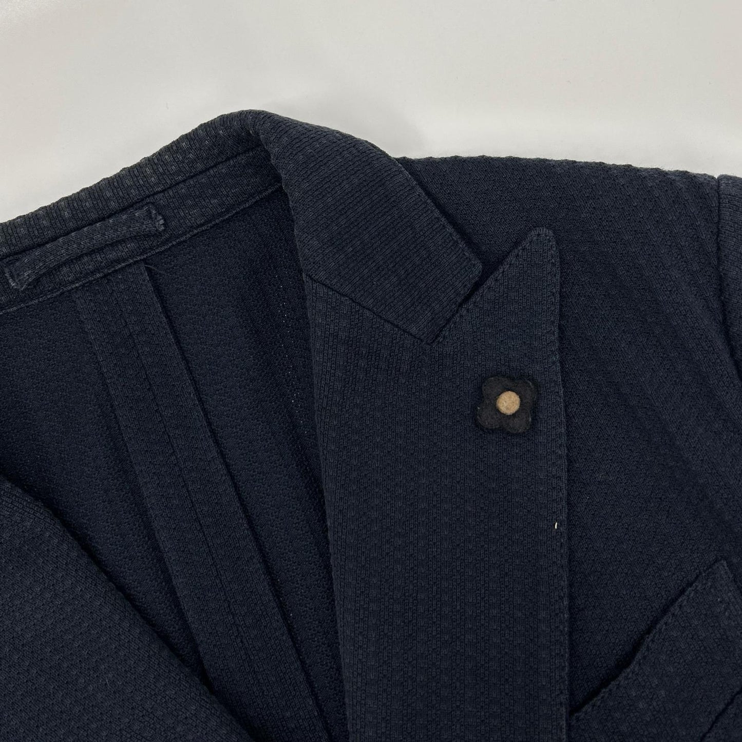 LARDINI Navy Double Seersucker Jacket Size 48