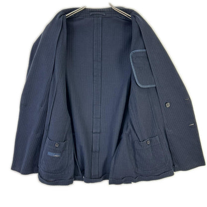 LARDINI Navy Double Seersucker Jacket Size 48
