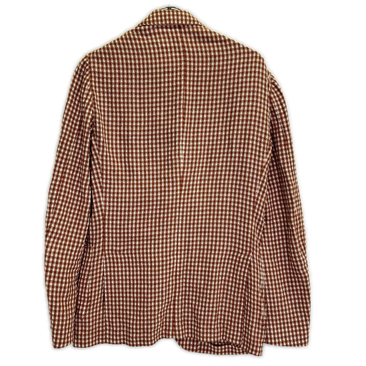 LARDINI Brown Cotton Linen Check 3B Jacket Size 46