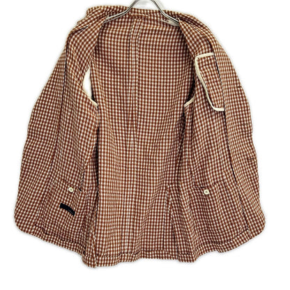 LARDINI Brown Cotton Linen Check 3B Jacket Size 46