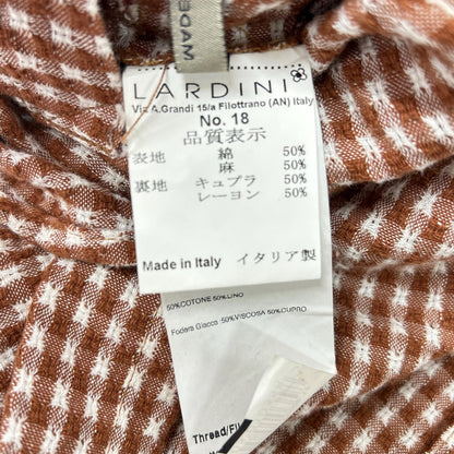 LARDINI Brown Cotton Linen Check 3B Jacket Size 46