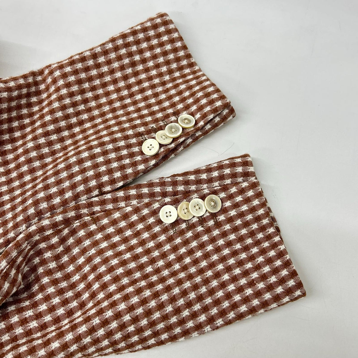 LARDINI Brown Cotton Linen Check 3B Jacket Size 46