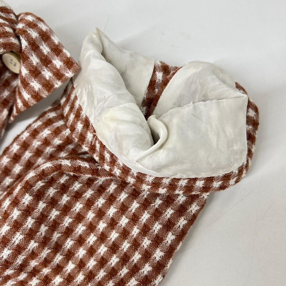 LARDINI Brown Cotton Linen Check 3B Jacket Size 46
