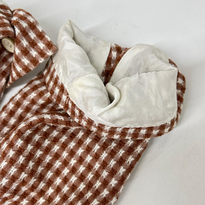 LARDINI Brown Cotton Linen Check 3B Jacket Size 46