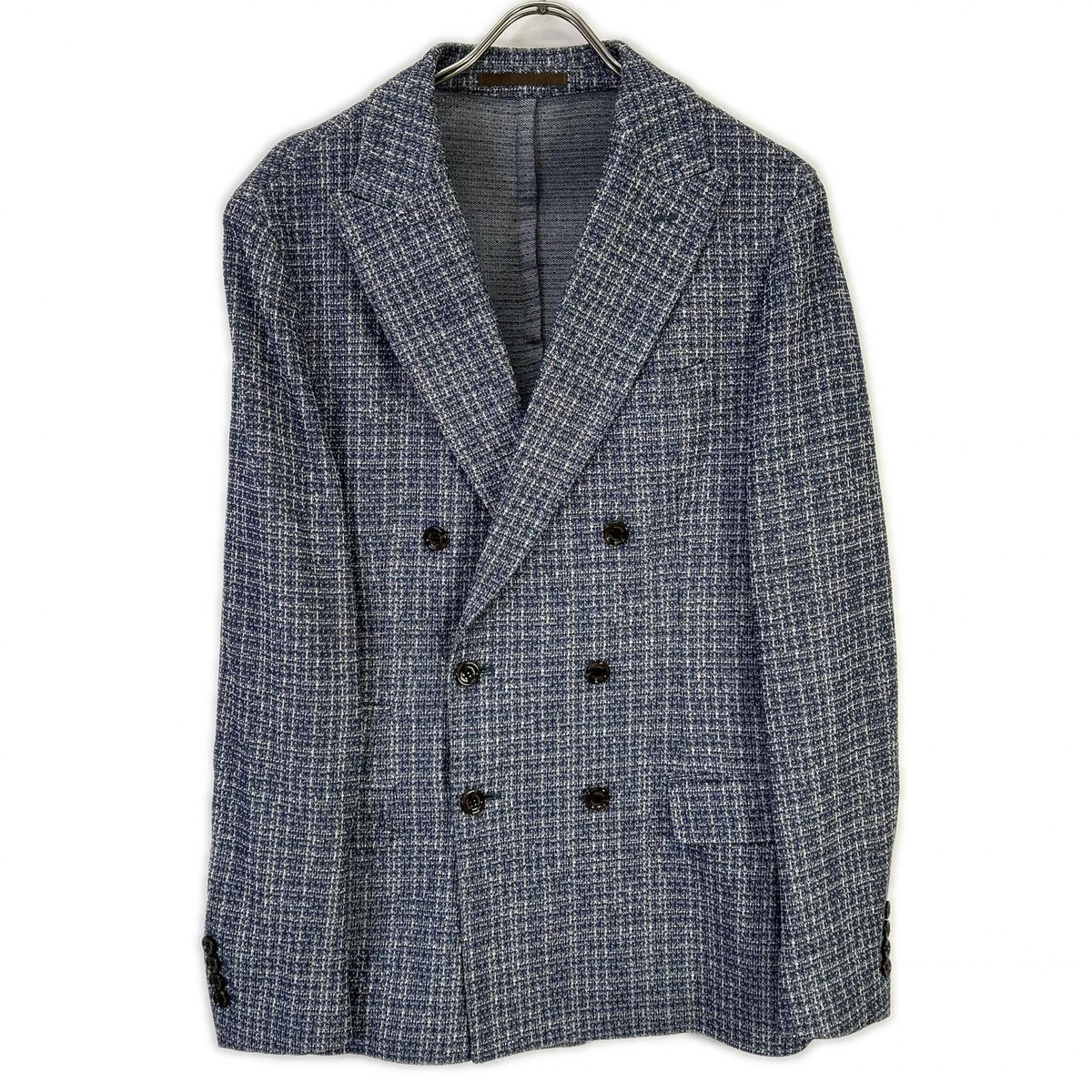 eleventy Blue Cotton Double-Breasted Jacket Size 50