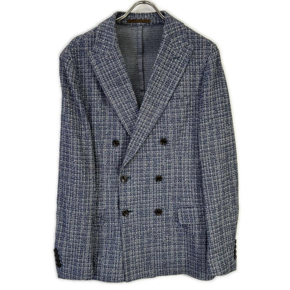 eleventy Blue Cotton Double-Breasted Jacket Size 50