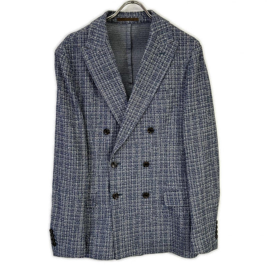 eleventy Blue Cotton Double-Breasted Jacket Size 50