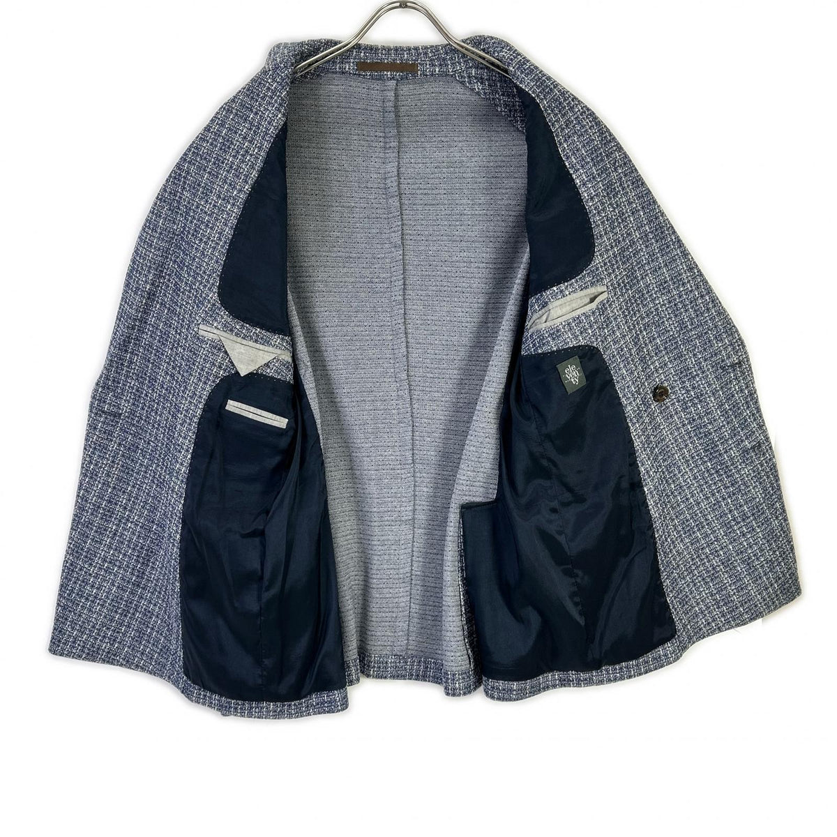 eleventy Blue Cotton Double-Breasted Jacket Size 50