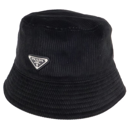 PRADA Triangle Logo Corduroy Bucket Hat Size L