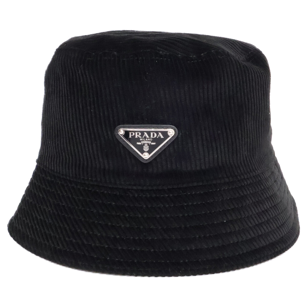 PRADA Triangle Logo Corduroy Bucket Hat Size L