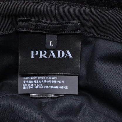 PRADA Triangle Logo Corduroy Bucket Hat Size L